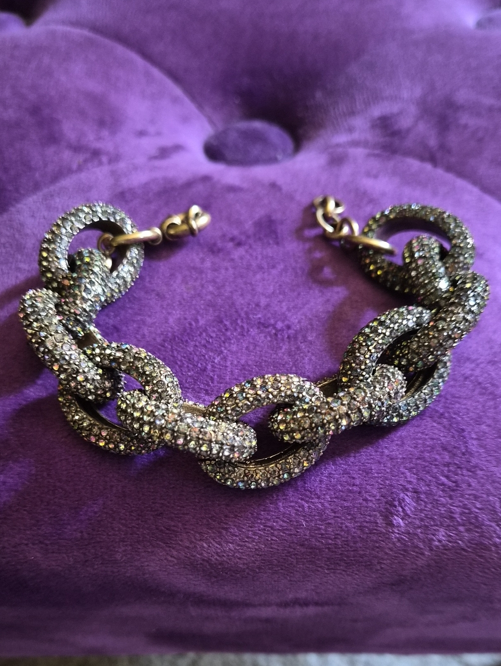 Pavé Crystal Link Bracelet in Silver Tone